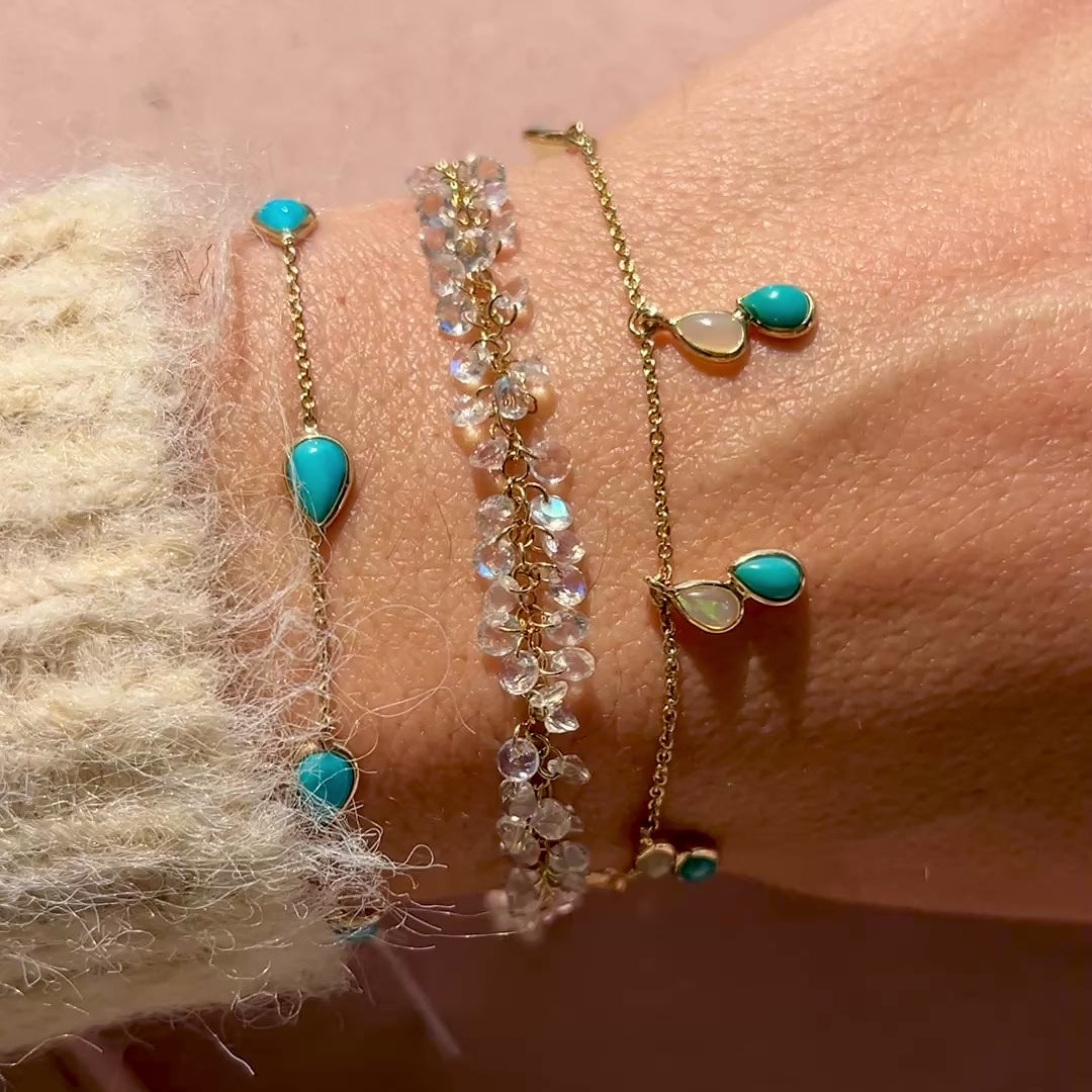 14k Turquoise + Opal Shaker Bracelet